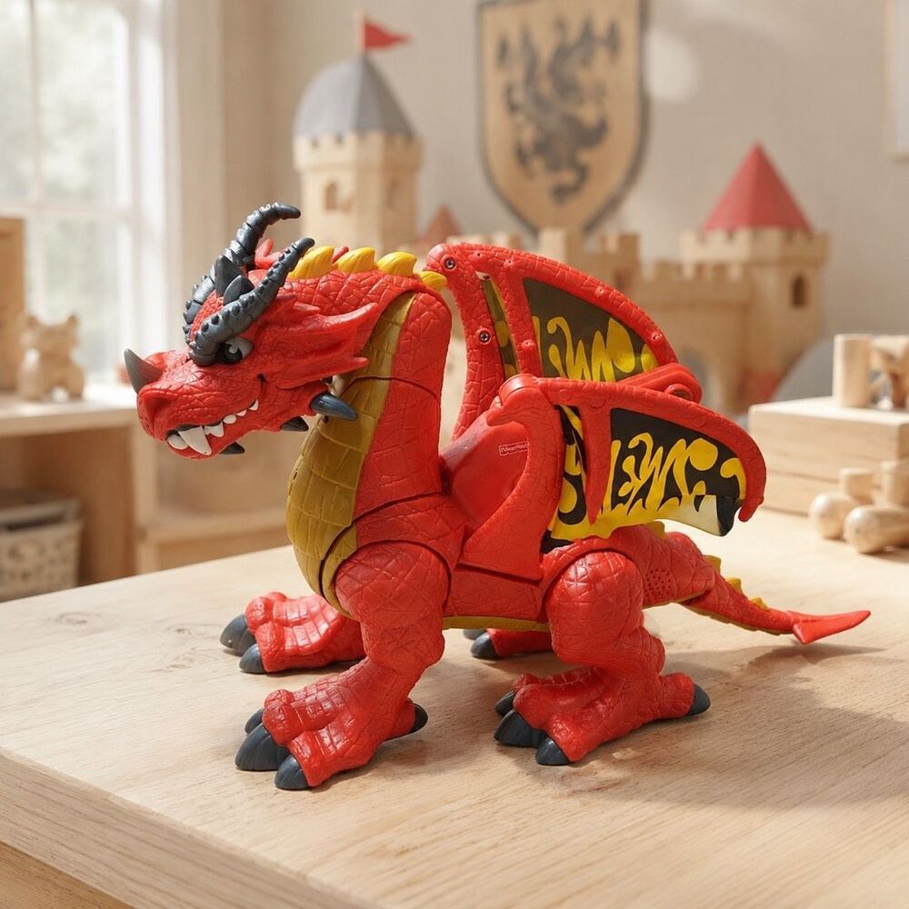 Fisher Price IMAGINEXT Red Winged Eagle Talon Castle Dragon w Sounds WORKS GREAT
